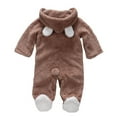 thumbnail image 2 of Newborn Baby Cartoon Bear Snowsuit Warm Fleece Hooded Romper Jumpsuit 0-12 Months, 2 of 5