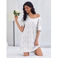 thumbnail image 2 of Ekouaer Cotton Nightgowns for Women Oversized Sleepshirt Tshirt Night Gown Short Sleeve Night Shirt Casual Soft Sleepwear, 2 of 6