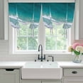 thumbnail image 4 of Dark Teal Beach Balloon Curtains for Windows, Bedroom Curtains 54 Inch Length, Summer Sea Waves Coastal Nautical Tie Up Curtains Panels Thermal Insulated Bathroom Curtains Window 42"x54", 4 of 8