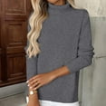 thumbnail image 4 of Fshiont 2026 New Turtleneck Sweaters for Women Long Sleeve Knitted Slim Pullover Soft Comfortable Casual Tops Fall Winter Dark Gray L, 4 of 5