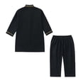 thumbnail image 5 of FINALGANG Boys Kids Two Piece Traditional Outfit Set Long Sleeve Embroidered Stand Collar Tunic Matching Long Pants Casual Set For Holiday Daily Wear Trendy Outfit, 5 of 6