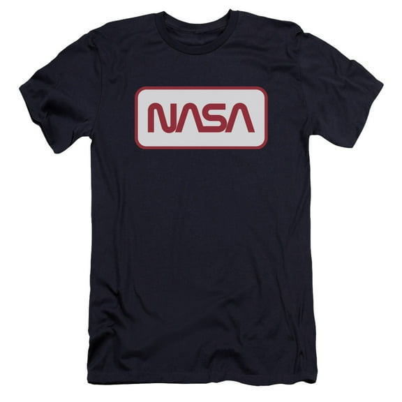 Nasa Rectangular Logo Premium Adult 30/1 T-Shirt Navy