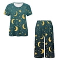 thumbnail image 5 of DISNIMO Moon Star Printed Women's Pajama Sets Soft Sleepwear Casual 2 Pcs Lounge Set Summer Tops and Capri Pant Pjs for Home, M, 5 of 7