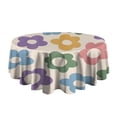thumbnail image 5 of Colorful Daisy Flower Silhouette Pattern Round Tablecloth 60"x60",Wrinkle Wipeable Table Cloth for Kitchen Dining Room Picnic Patio Party, 5 of 6