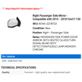 thumbnail image 2 of Right Passenger Side Mirror - Compatible with 2015 - 2018 Ford F-150 2016 2017, 2 of 2