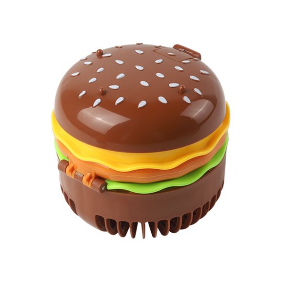 Adorable Hamburger Design Table Handheld Fan Power By 2 LR6 Batteries Single Speed For Personals Cooling