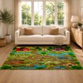 thumbnail image 2 of Gelasgo Farm Village Landscape Velvet Area Rug, Countryside Pattern Rectangle Floor Carpet, Soft Plush Non Slip Rug for Kids Bedroom Playroom, 2 of 5