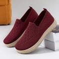 thumbnail image 3 of Knit Loafers for Women Orthopedic Walking Shoes Thick Soft Sole Antislip Casual Round Toe Slip on Flat Shoes Breathable Mesh Sneakers Red Size 8.5, 3 of 7