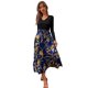 thumbnail image 1 of Vestido maxi largo y liso de manga larga para mujer, vestido informal con cuello en V estampado y empalme, 1 of 5
