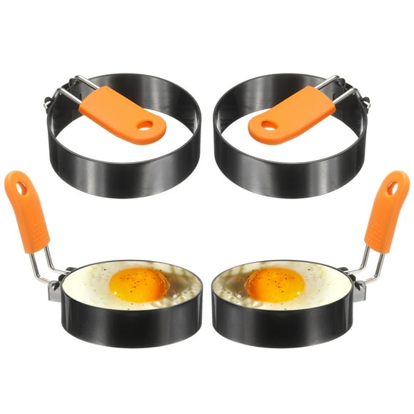 Uxcell 4Pcs Egg Rings 3" Stainless Steel Nonstick Pancake Cooking Ring with Silicone Handle for Griddle Frying Eggs Sandwich Omelets Breakfast