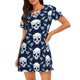 thumbnail image 1 of Balery white arrow Skull Camisón de manga corta con cuello redondo para mujer, cómodo y elegante., 1 of 6