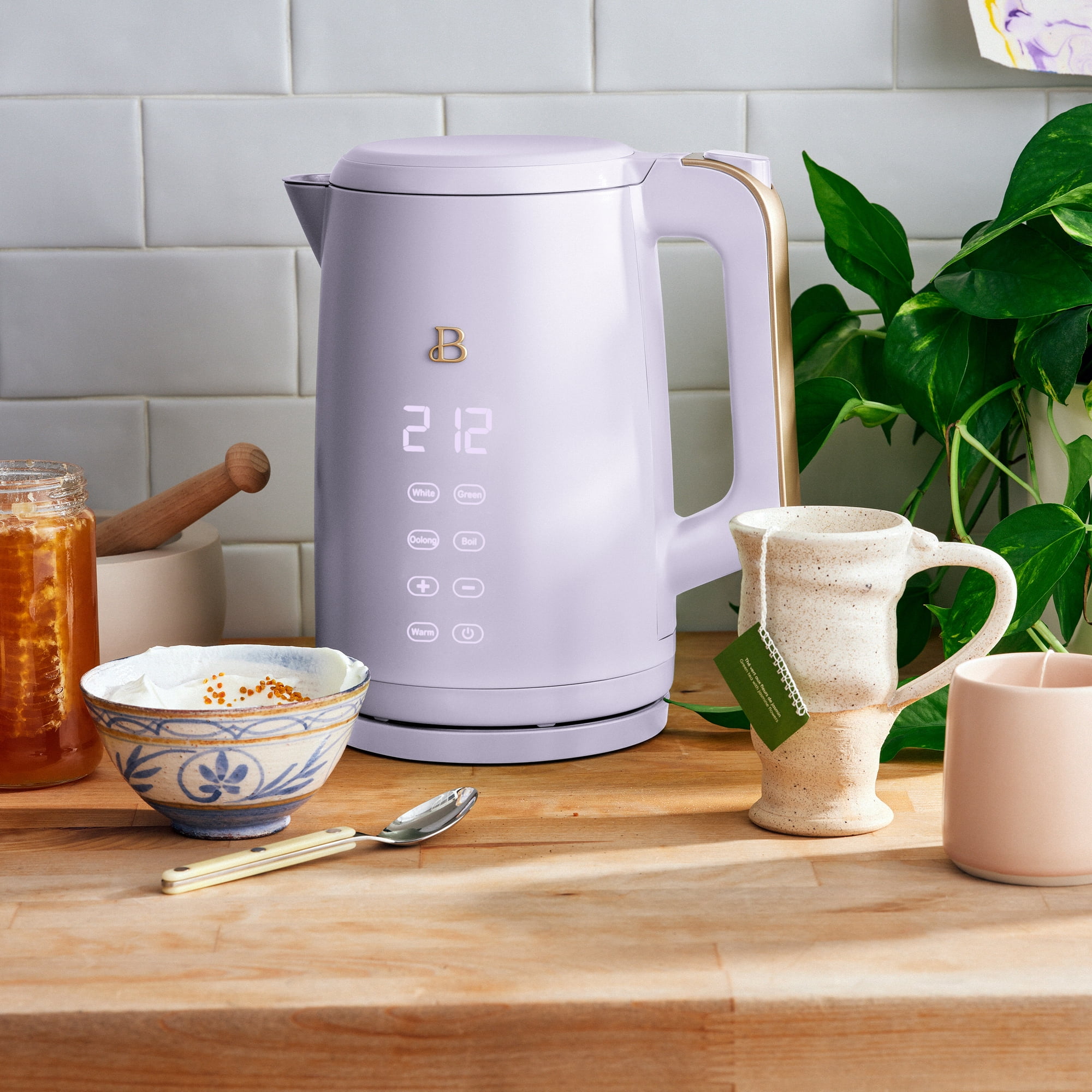 Beautiful 1.7-Liter Electric Kettle 1500 W with One-Touch Activation, Black  Sesame by Drew Barrymore