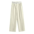 thumbnail image 3 of QUYUON Women's Sweatpants Sale Summer Elastic Waist Color Wide Leg Loose Home Long Pants Women's Athletic Pants Long Pant Leg Length Workwear Style P4612 Beige M, 3 of 6