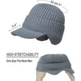 thumbnail image 5 of Men Winter Hats for Guys Cool Beanies Lined Knitted Warm Cap Ear-flaps for Men Outdoor Fleece Hat, Grey, 5 of 7