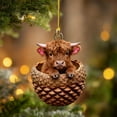 thumbnail image 4 of DAMAI Christmas Highland Cow Acorn Ornaments 2026, 2D Acrylic Rustic Highland Cattle Christmas Tree Hanging Pendants for Home Holiday Farmhouse Decor, Xmas Gift Fillers, 4 of 6