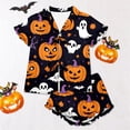 thumbnail image 4 of Halloween Pajama Set for Women Halloween Print Short Sleeve Top and Shorts 2 Piece Separate Casual Sleep Loungewear, 4 of 7