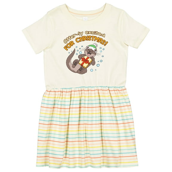 Inktastic Otterly Excited for Christmas Cute Holiday Otter Girls Toddler Dress