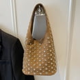 thumbnail image 3 of HUISZJ Stylish Studded Shoulder Bag, rendy Shoulder Bag, Large Capacity Tote Handbag for Women Work Shopping Travel (Brown), 3 of 10