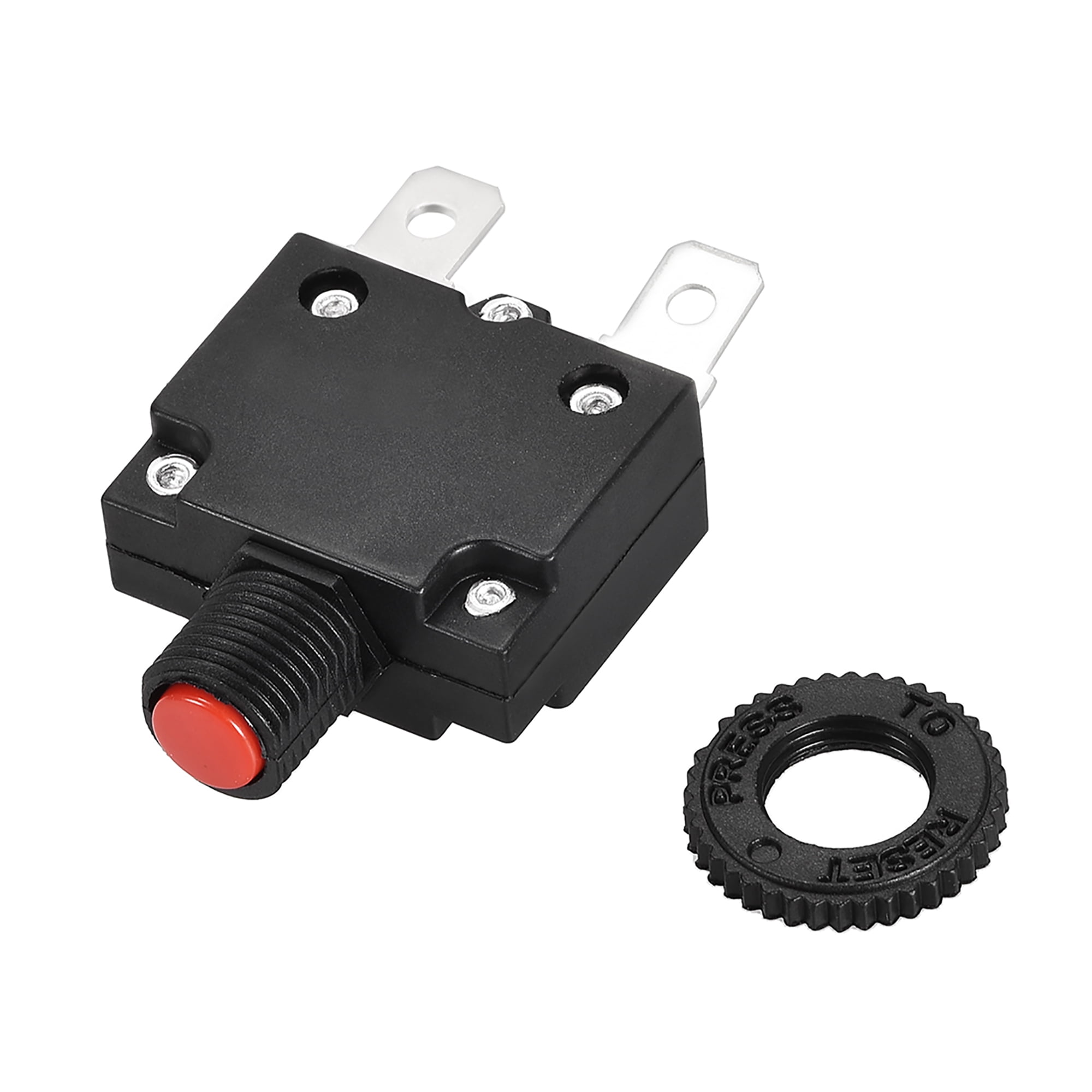 Thermal Circuit Breaker – 8A Manual Reset Overload Protector, DC 50V / AC 125-250V, Push Button Switch For Automotive & Industrial Use