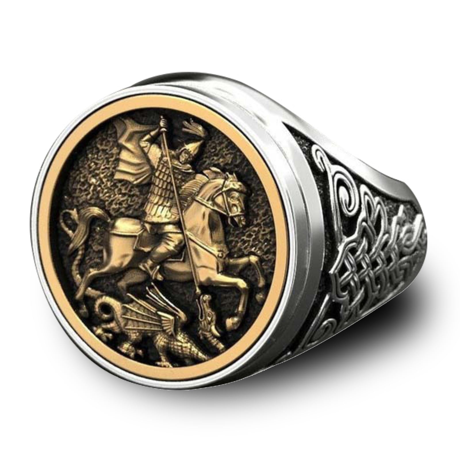 NIUREDLTD Golden Knight Ring, Society Dark Gold Ring, Vintage Ring ...