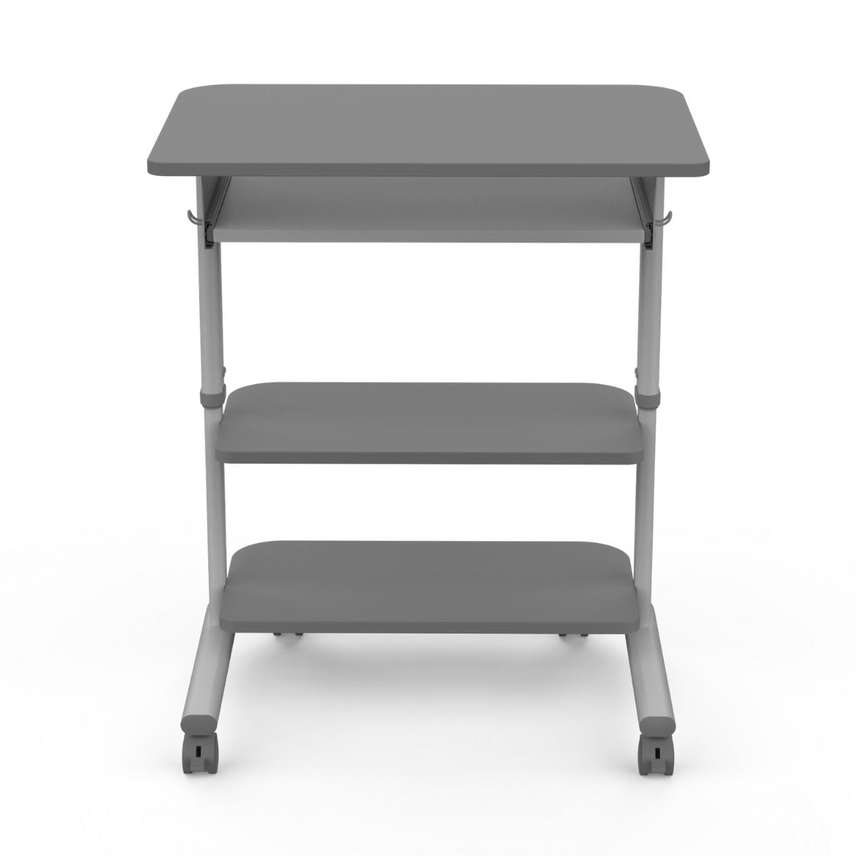 Stand Up Desk Store Adjustable Height Mobile Laptop Workstation with Retractable Keyboard Tray (Silver Frame/Dark Gray, 29” Wide)