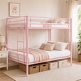 thumbnail image 2 of PARPOOS Bunk Bed Twin over Twin, Metal Twin Bunk Beds for Teens with 2 Ladders & Full Length Guardrails,  Can Be Divided into 2 Twin Beds, Pink, 2 of 8