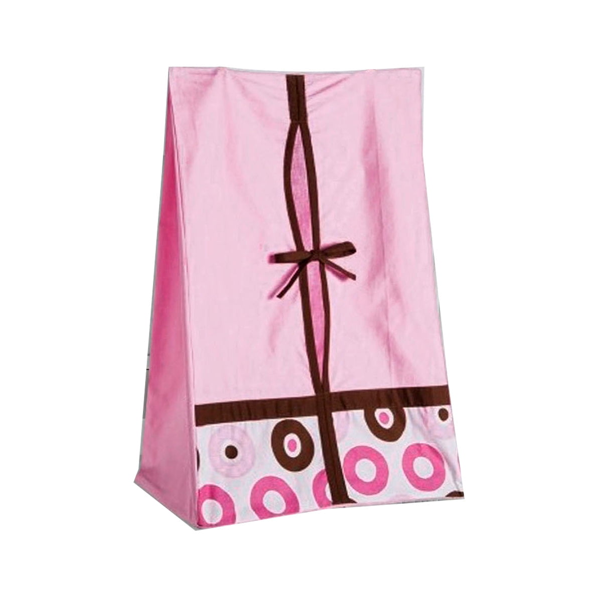 Bacati - Mod Dots Stripes 4-Piece Crib Bedding Set with Diaper Stacker - Pink/Beige/Chocolate Girls