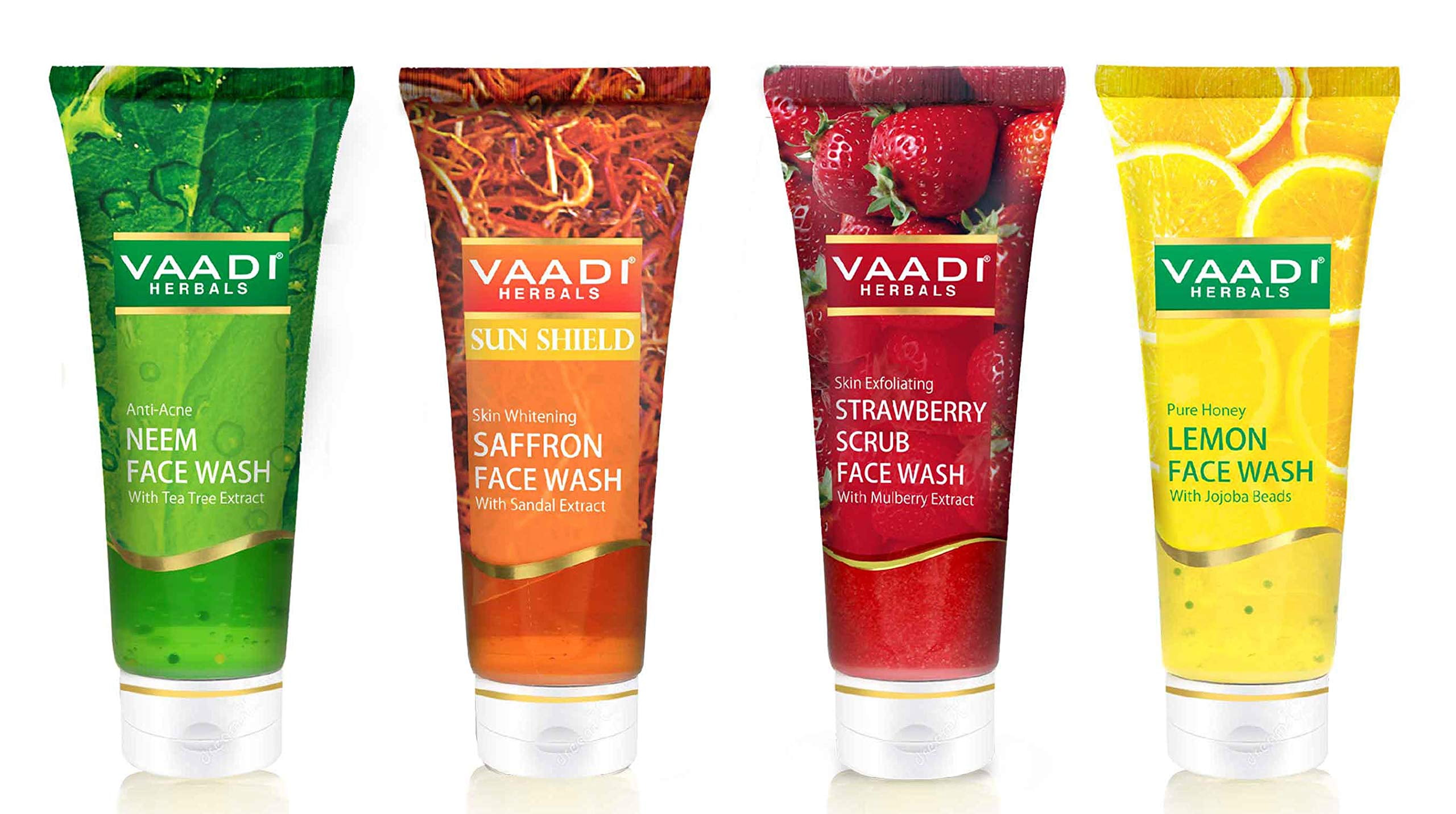 Vaadi Herbals Assorted Herbal Face Wash, 60ml (Pack of 4)