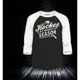 thumbnail image 2 of Shop4Ever Men's Hockey is My Favorite Season Sports Raglan Baseball Shirt XX-Large Black/White, 2 of 4
