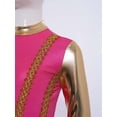 thumbnail image 4 of Doomiva Kids Girls Lyrical Praise Dance Outfit Long Sleeve Irregular Hem Worship Gold Trim Dress with Wide Leg Pants Hot Pink 10, 4 of 7