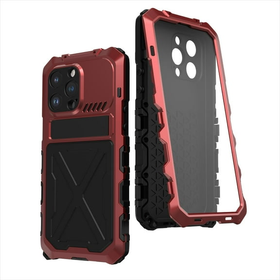 ELEHOLD Rugged Case for iPhone 14 Pro Max Heavy Duty Military Armour Case 360° Full Body Protection with Hidden Kickstand Bracket Shock-Absorbing Anti-Scratch Case For iPhone 14 Pro Max,Red