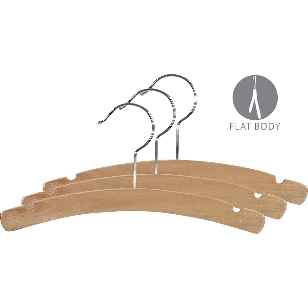 The Great American Hanger Company Rounded Wooden Kids Hanger with Natural Finish, 12 Inch Wood Top Hangers with Chrome Swivel Hook for Childrens