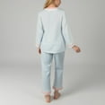 thumbnail image 5 of Lounge Women's Long Sleeve Button Up Pajama Set with Ruffle Trim and Front Patch Pockets - Small, Blue, 5 of 7