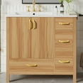 thumbnail image 2 of ENSHUI 36" Bathroom Vanity with Ceramic Sink, Modern Free-standing Bathroom Cabinet with 2 Soft Close Doors and 4 Drawers, Natural Wood, 2 of 10