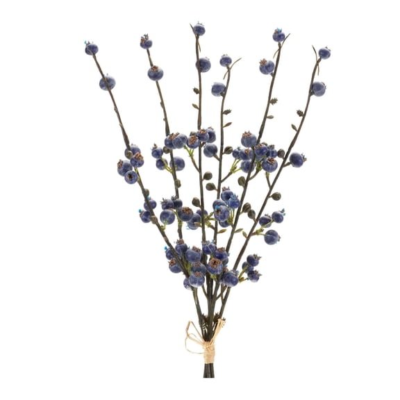 Melrose Berry Twig Artificial Bundles - 14" - Blue and Green - Set of 6