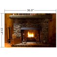 thumbnail image 2 of Wallmonkeys Close-up of Stone Fireplace in Log Cabin with Blazing Fire Peel and Stick Wall Decals Mural WM307781 (36 in W x 24 in H), 2 of 4