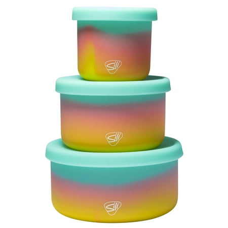

Silipint: Silicone Lidded Bowls: Set of 3: Aurora - 10 20 & 30oz - Flexible Unbreakable Easy Storage Non-Slip