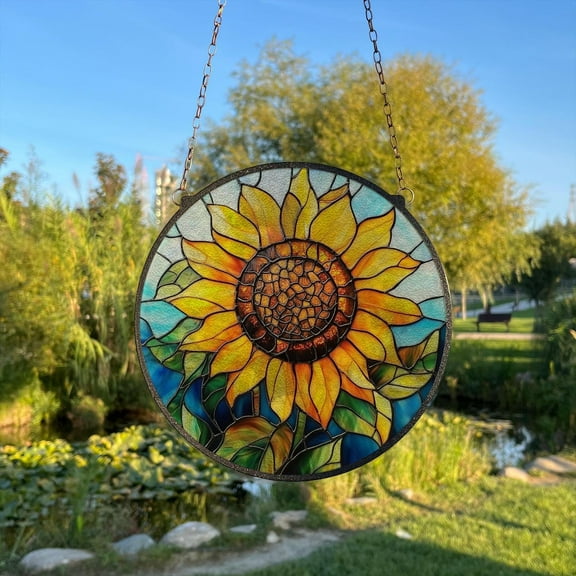 Sunflower Stained Glass Style Wall and Window Decoration, Sun Catcher Wall Art, Indoor Decor, Sunflower Decor, Window Hanging