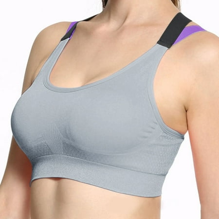 

Women Sports Yoga Bras Padded Seamless Wirefree Quick Drying Fitness Vest(Gray M)