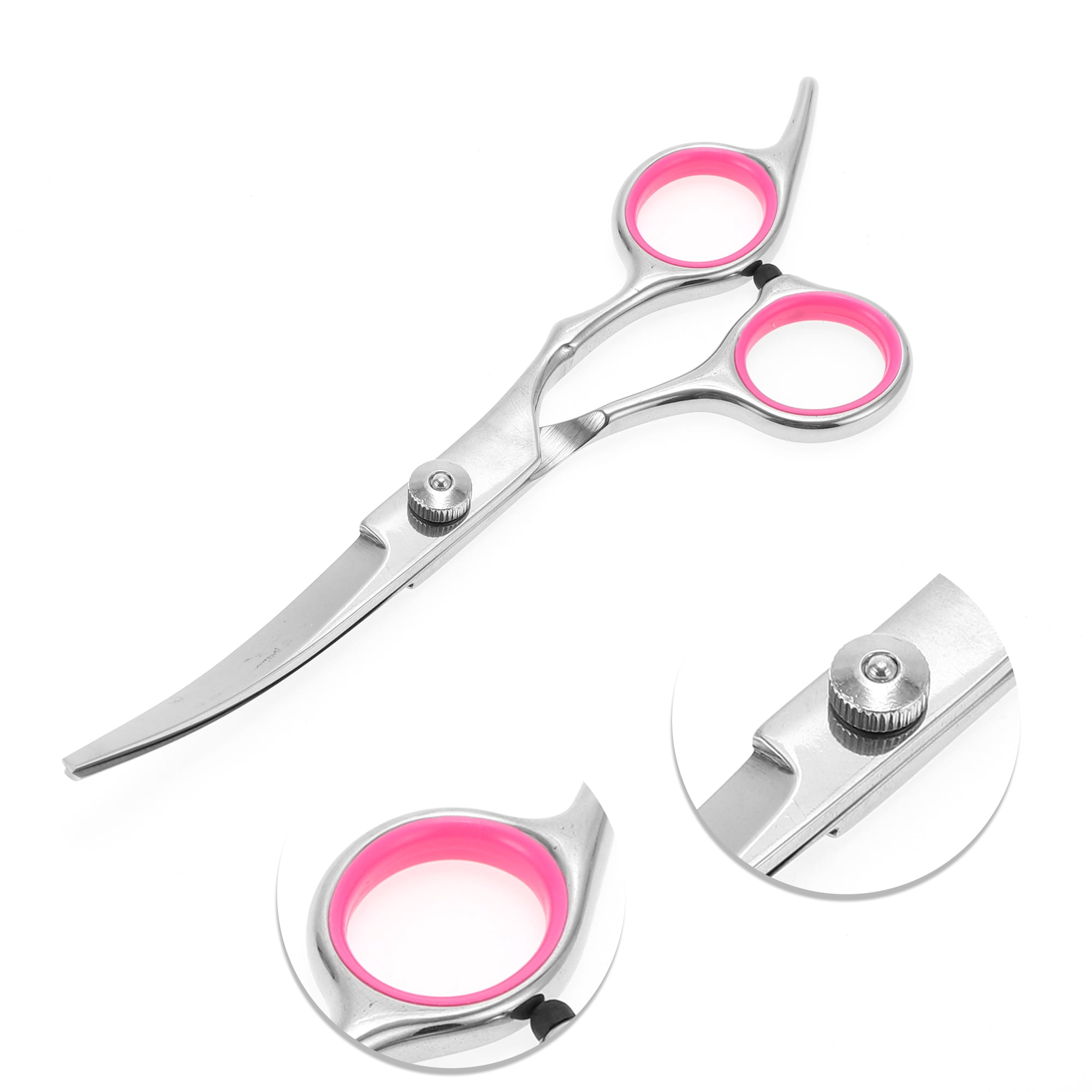 Unique Bargains 1 Pc Dog Grooming Scissors for Pets Shop 5.5 Inches Silver Tone Pink