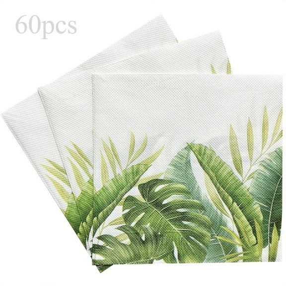 Tropical Napkins 60 Pieces Disposable Palm Leaf Party Paper for Wedding/Birthday(Fold 6.5in Unfolded 13 in)