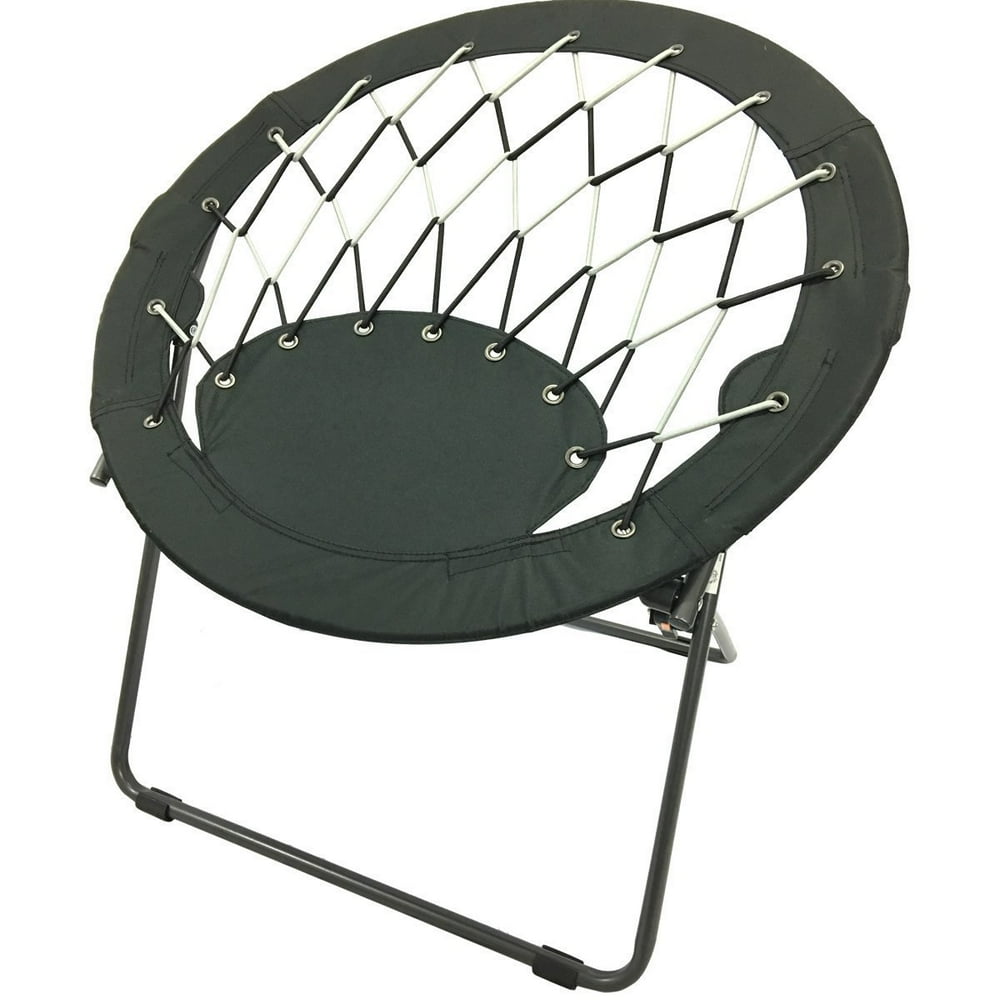 CAMPZIO Round Folding Bungee Dish Chair Black CP0004
