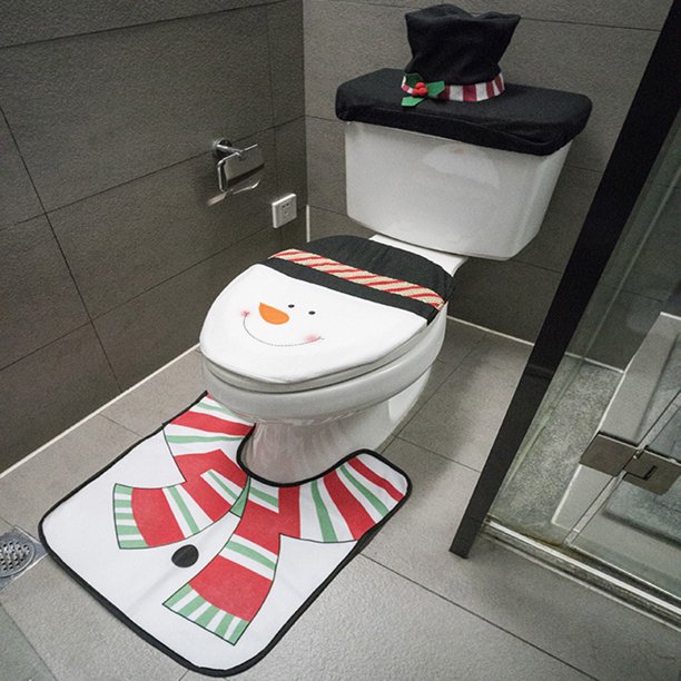 Kit de inodoro con tema de Papá Noel, producto de baño casero reutilizable divertido, decoración de Año Nuevo