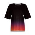 thumbnail image 3 of Teissuly Women's Casual Round Neck Short-sleeved Printed Short Front And Long Back T-shirt Tops, 3 of 4