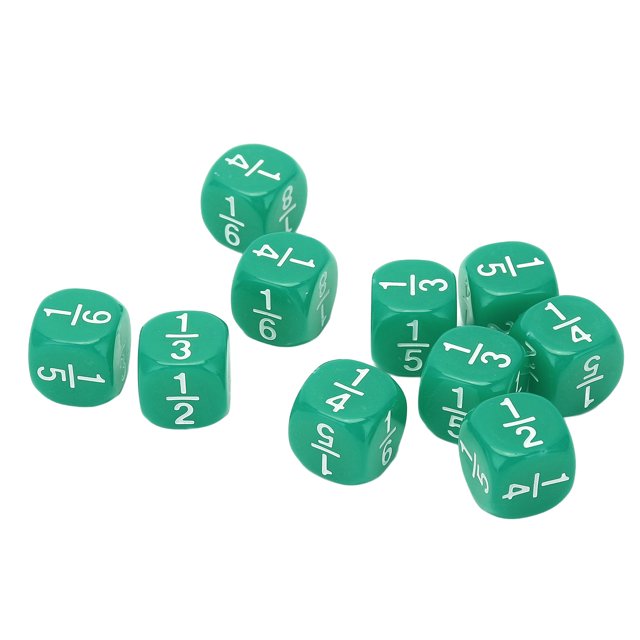 Fraction , Educational Plastic Game Accessories, Set of 20 for Kids Math Practice, Board Games, Teaching, with Engraved Numbers, Waterproof, Durable, Light Weight