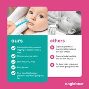 Oogiebear 2 Pack Booger and Ear Wax Picker with Case, Safe for Newborns, Orange/Blue