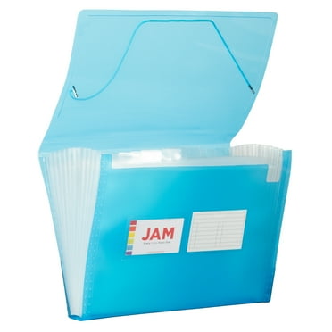 JAM Paper 13 Pocket Expanding File, Blue, 1 Per Pack, Letter Size, 9" x 13"