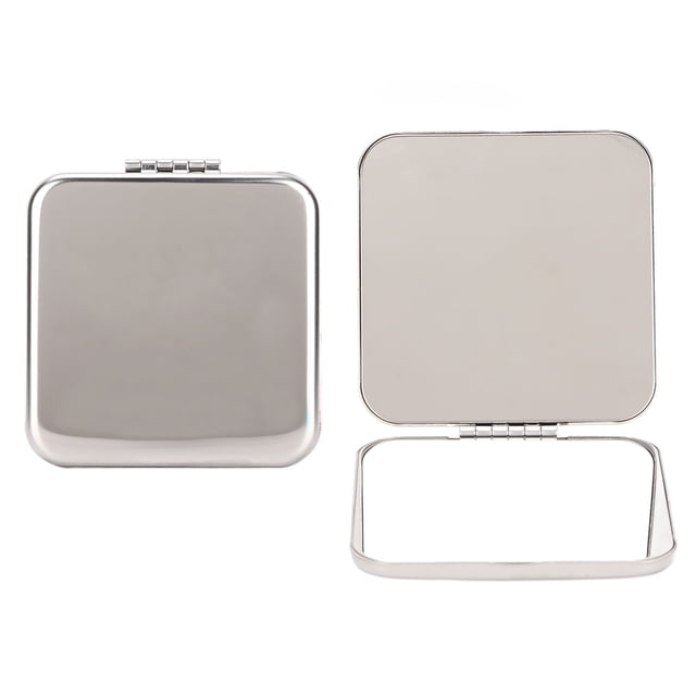 Espejo De Maquillaje Portátil De Acero Inoxidable De Doble Cara Espejo Mini De Bolsillo Para La Oficina De ViJes Y Uso Diario