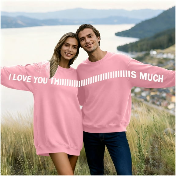 Xdegoge Couples Sweatshirts - Crewneck Long Sleeve Tops, His and Hers, Hubby & Wifey, Fiance Sweatshirts, Valentines Day Personalized Gifts Women Men Matching Hoodies for Boyfriend Girlfriend