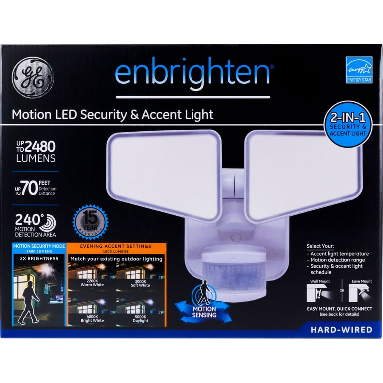 Enbrighten 240-Degree 2480-Lumen White Hardwired LED Motion-Activated Flood Light with Timer Enbrighten 240-Degree 2480-Lumen White Hardwired LED Motion-Activated Flood Light with Timer
